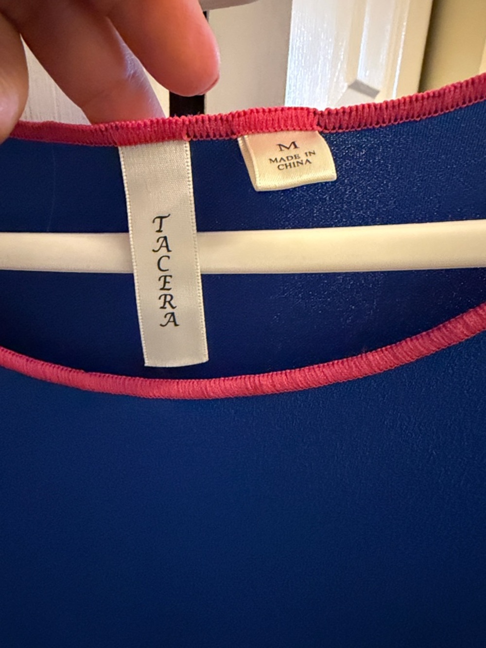Tacera Royal Blue Midi Dress with Pink Trim - Picture 2 of 6